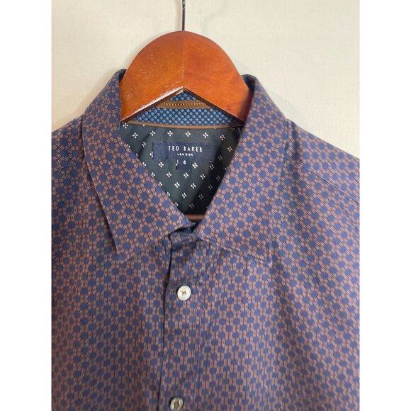 Ted Baker London Men's Size 4 Navy Button-Up Shirt Made In Portugal 100% Cotton - Picture 3 of 15